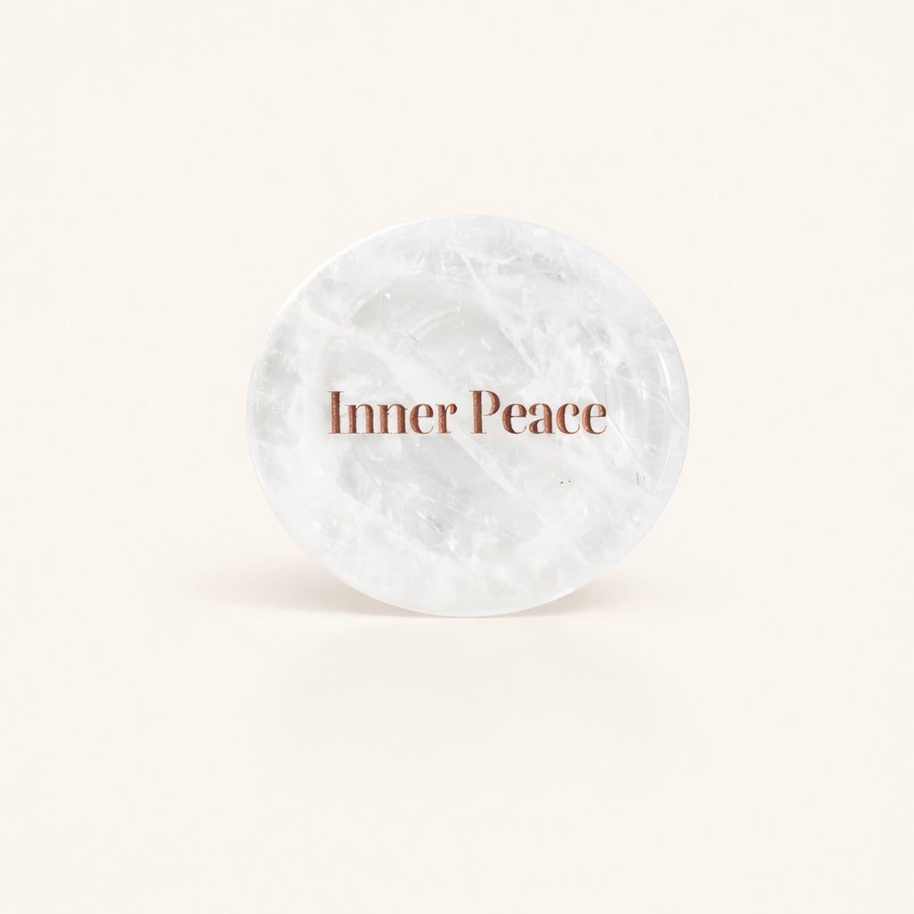 Inner Peace Clear Quartz Crystal Phone Grip Holder - White