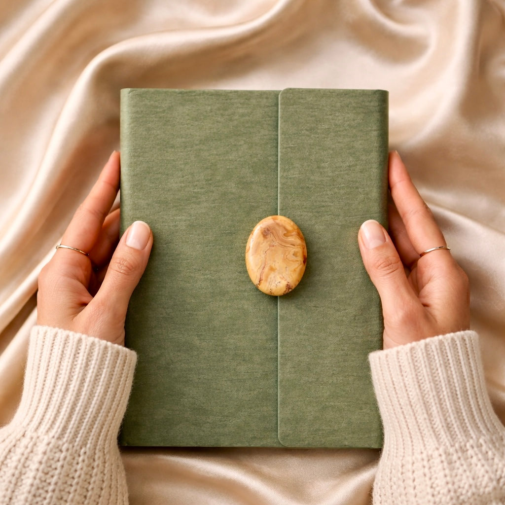 “Book of Commitment Journal” with Yellow Agate Crystal