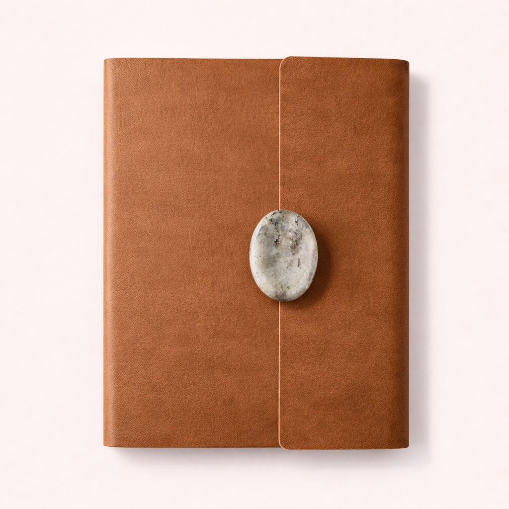 “Book of Destiny Journal” with Green Labradorite Crystal