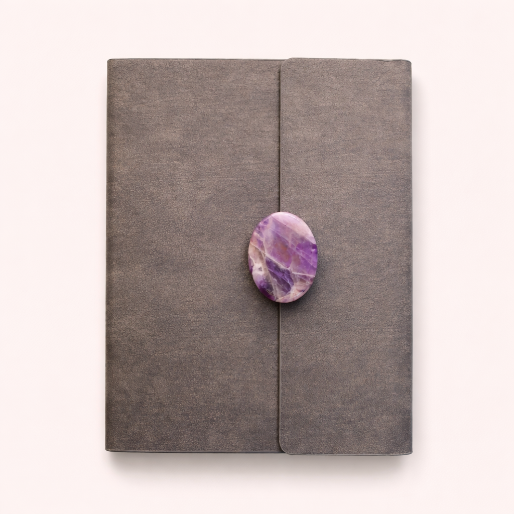 “Book of Reflection Journal” with Purple Amethyst Crystal