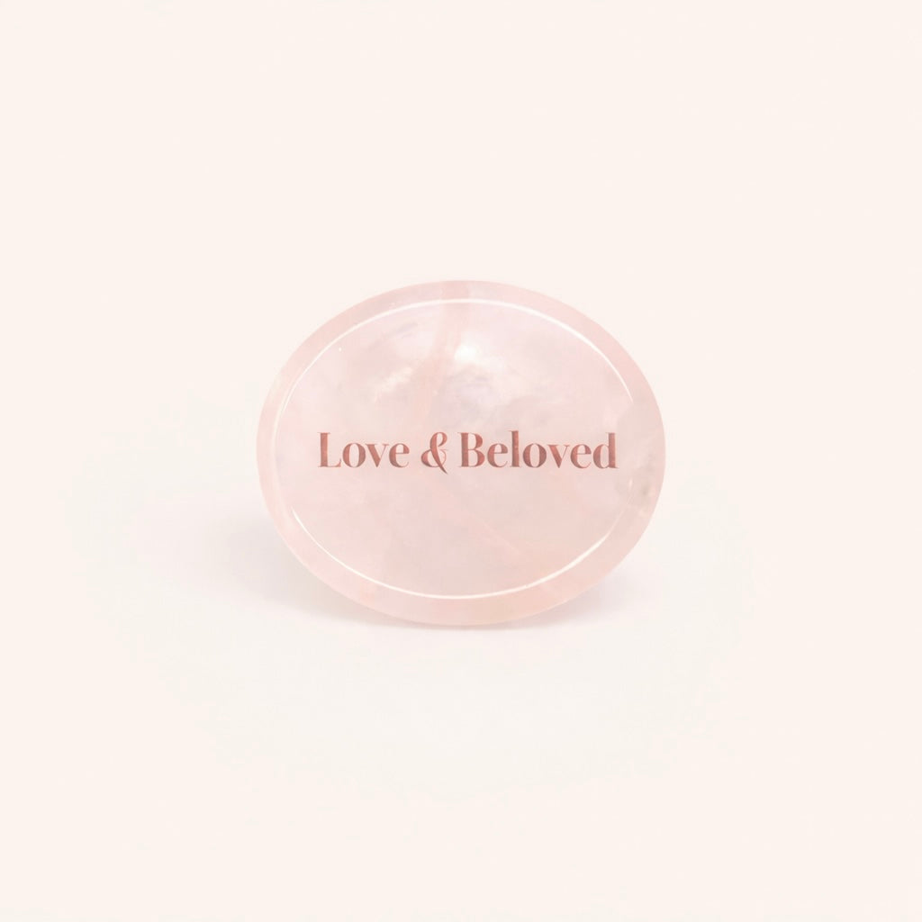 Love and Beloved Rose Quartz Crystal Phone Grip Holder - Pink